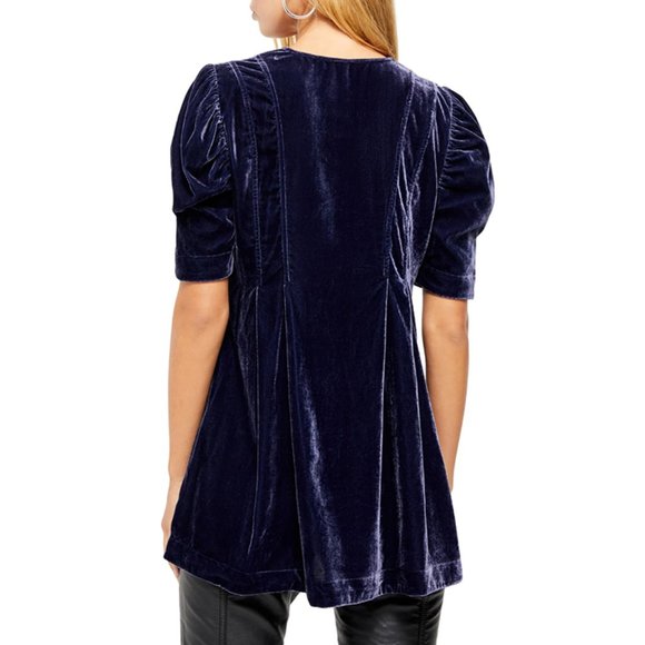 Free People Adelle Velvet Tunic in Indigo Lost - Picture 3 of 7